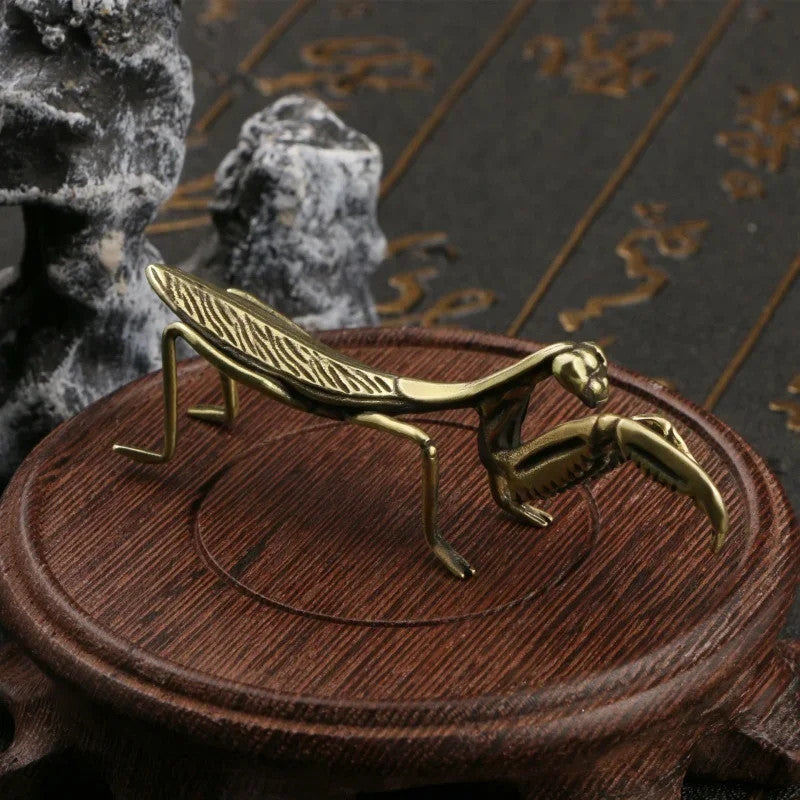 7.5cm Brass Mantis Ornament Figurines Decorations Tea Pet Feng Shui Collectible