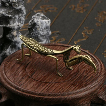 7.5cm Brass Mantis Ornament Figurines Decorations Tea Pet Feng Shui Collectible