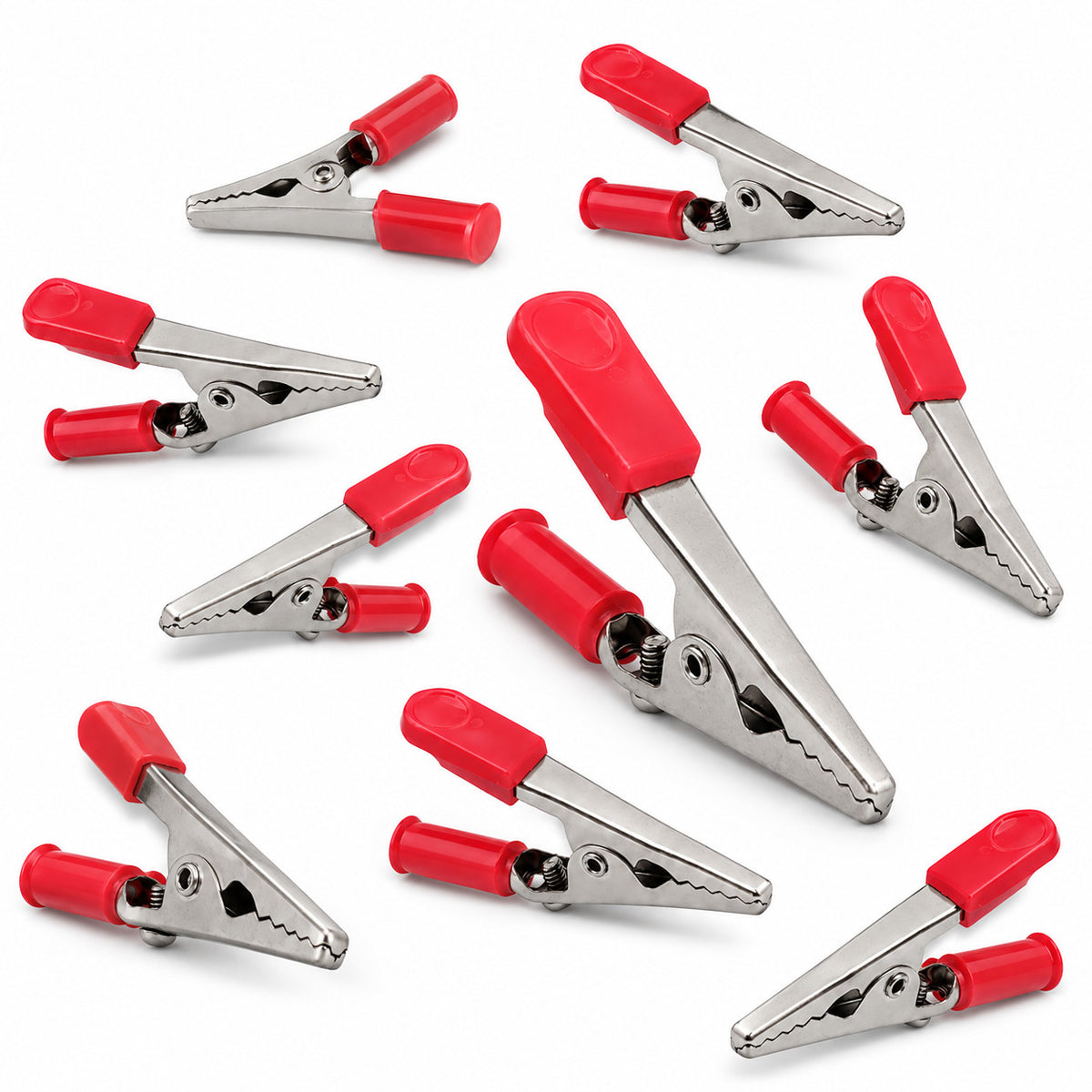 Red Alligator Clip Screw Type with Insulated Handle, 2.5" Long10 Pack
