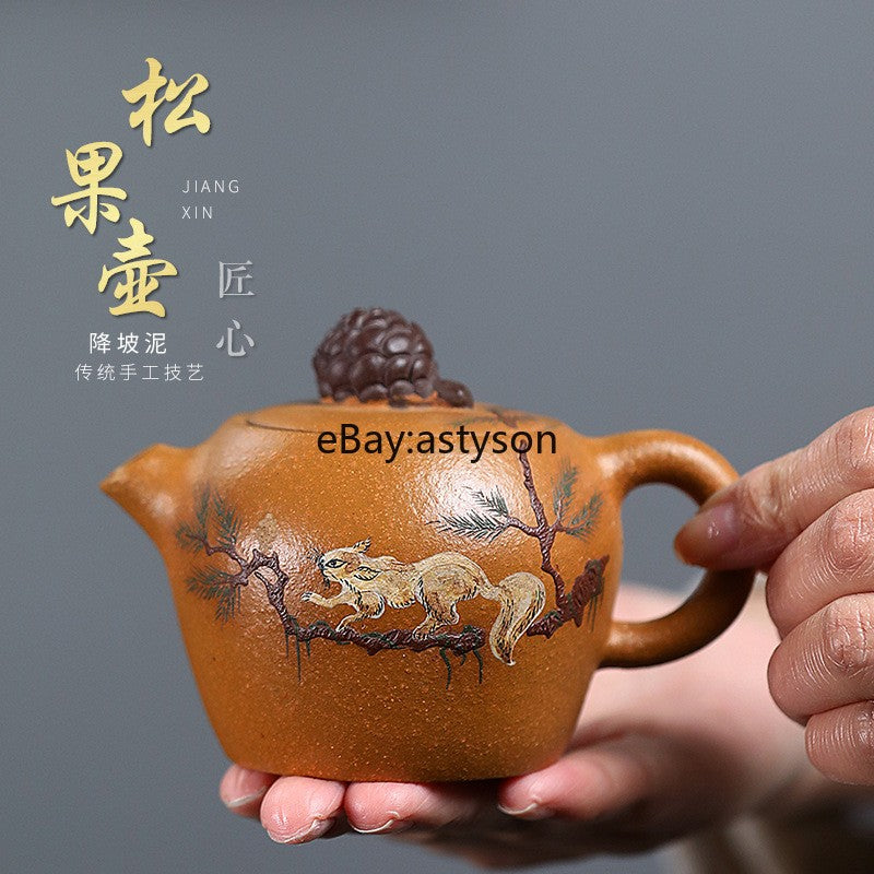 Handmade Tea Pot Marked Real Yixing Zisha Yellow Jiangpo Clay Master Pot 180ml