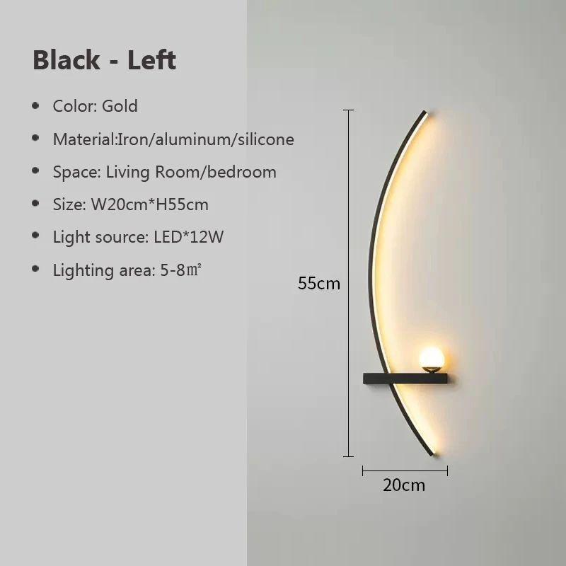 LED Wall Lamps Modern Black Gold Interior Nordic Art TV Home Decor Sconce Lights