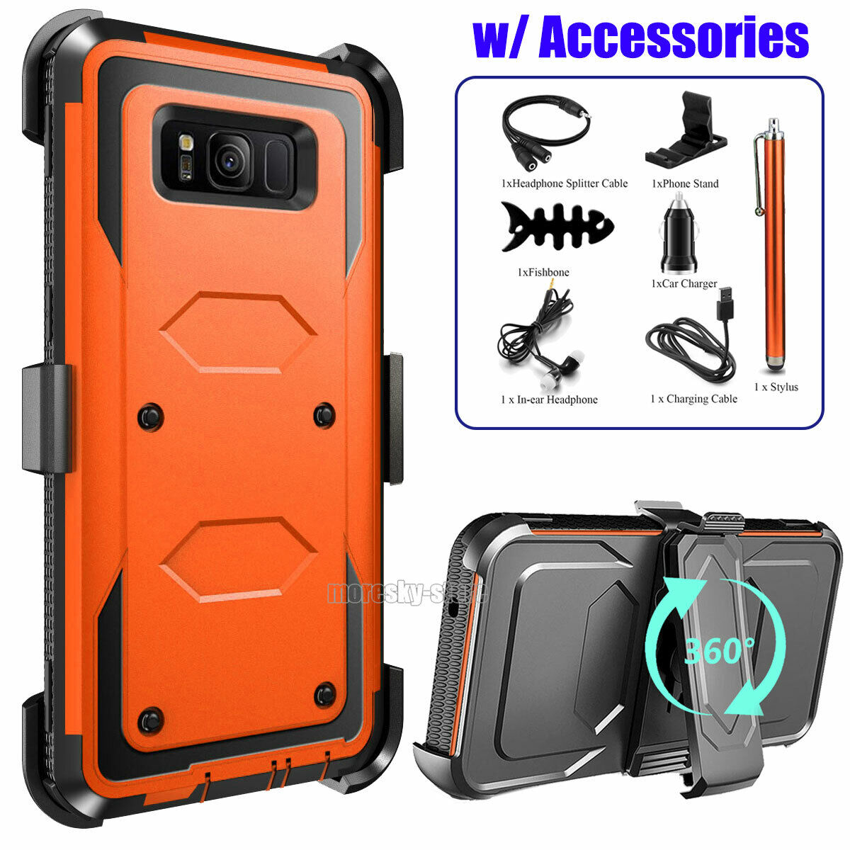 For Samsung Galaxy S8 Plus Rugged Phone Case Cover & Clip Holster + Accessories