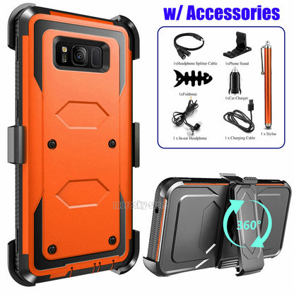For Samsung Galaxy S8 Plus Rugged Phone Case Cover & Clip Holster + Accessories