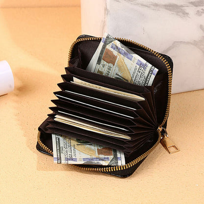 Womens Wallet Organ Style Card Holder Zipper Card Bag Multi-function Coin Purse