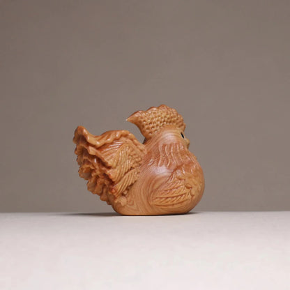 1.77" Miniature Wooden Zodiac Chicken Statue Ornament Solid Wood Carving Decor