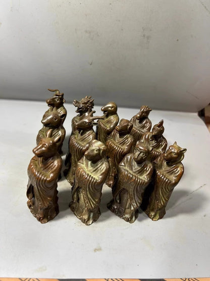 12 Pcs Chinese Zodiac Animal Statue Holy Beast Figurine Collections Feng Shui