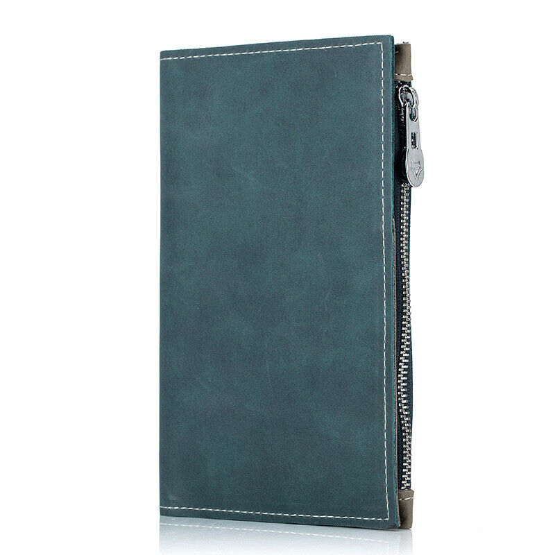 Genuine Leather Passport Bag Unisex Travel Wallet Zipper Ticket Clip And ID Bag