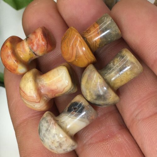 10pc Natural Crazy agate Quartz hand Carved mushroom crystal Reiki healing
