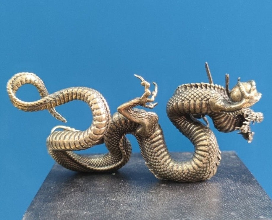 Brass Chinese Holy Dragon Statue Table Decor Collection