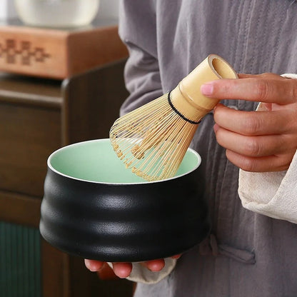 Embersceramic Ceramic Matcha Bowl with Bamboo Whisk and Chasen Holder
