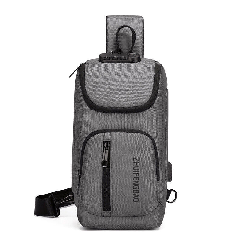 Waterproof Chest Bag Men Anti-theft USB Charging Crossbody Shoulder Bags Travel