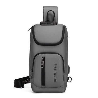 Waterproof Chest Bag Men Anti-theft USB Charging Crossbody Shoulder Bags Travel