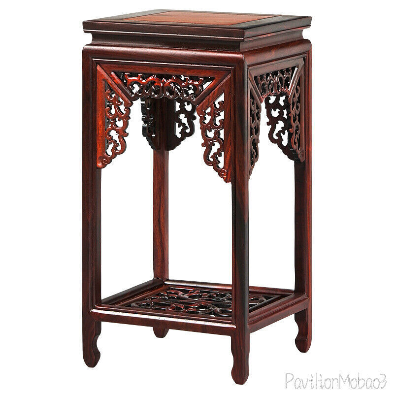 Natural Rosewood Rack Shelf Stand Pot Bonsai Statue Art Stone Display Base Decor