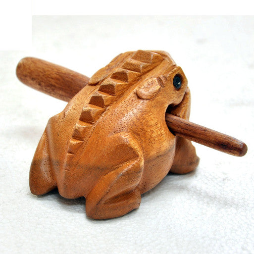 Thailand Craft Wooden Lucky Frog Croaking Musical Instrument Home Office Decor