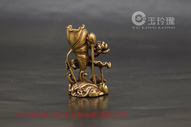 Collection Chinese tea ceremony bronze pet solid brass carving lotus leaf fish