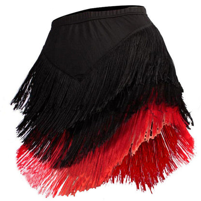 Women Party Ballroom Latin Tango Salsa Dance Dress Fringes Tassels Skirt S-5XL