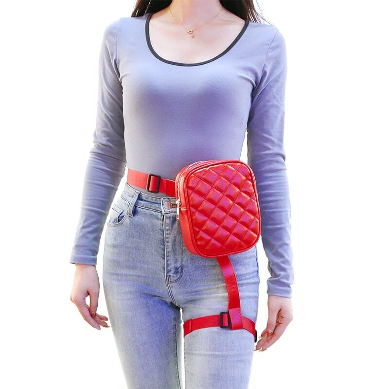 Fashion Women Waist Leg Belt Leather Cool Girl Bag Fanny Pack For Outdoor