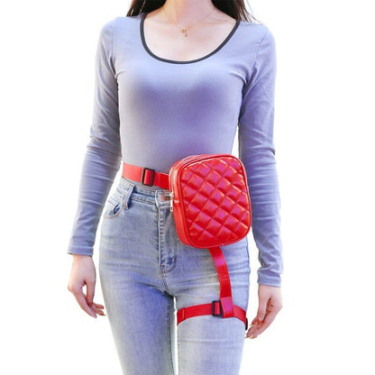 Fashion Women Waist Leg Belt Leather Cool Girl Bag Fanny Pack For Outdoor