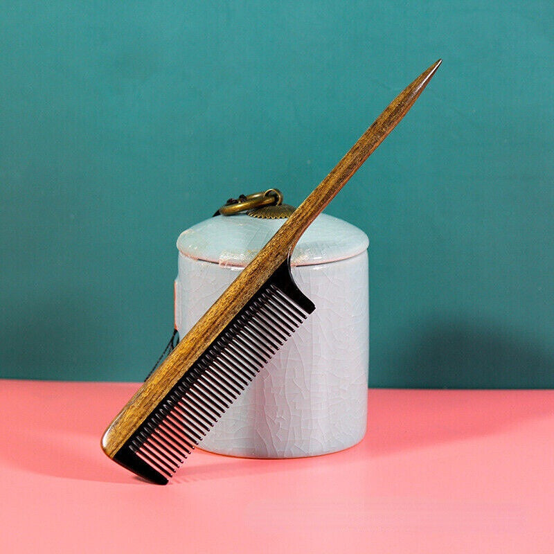 Antistatic Natural Rat Tail Comb Black Buffalo Comb Wooden Hair Comb