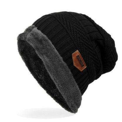 knitted black hats Thick warm and Bonnet Beanie Soft Knitted Cotton Acrylic Blue