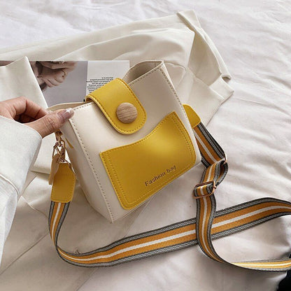 Small Bucket Shoulder Bag Synthetic Leather Messenger Bag Crossbody Bags Casual