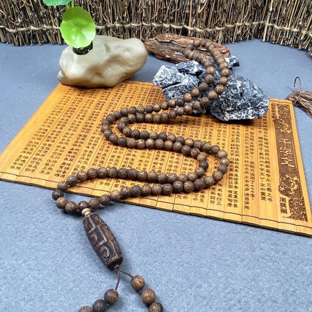Natural Wood 108 Round Prayer Bead Men Woman Buddha Blessing Necklace Meditation