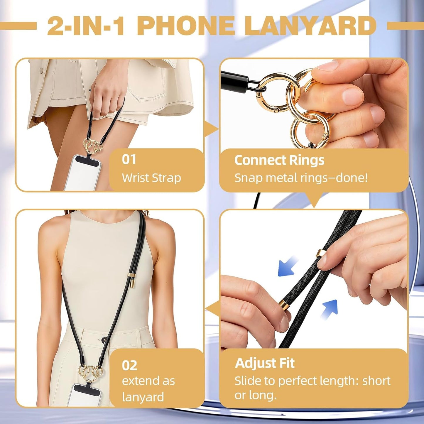 Adjustable Phone Lanyard,Universal Wrist Strap for Cellphone Case,Anti-Theft Wom