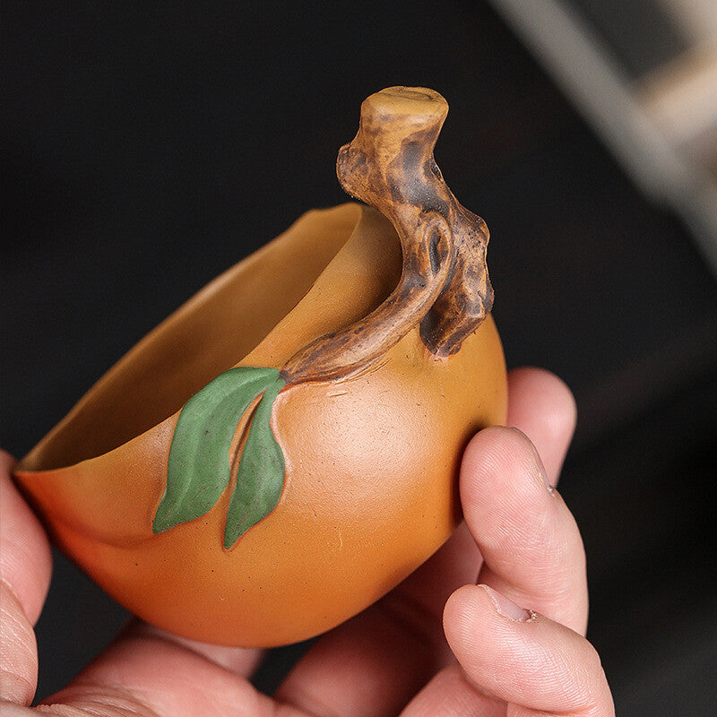 Longevity Peach Design Tea Cup Real Yixing Zisha Duan Clay Master Cup 3.4oz New