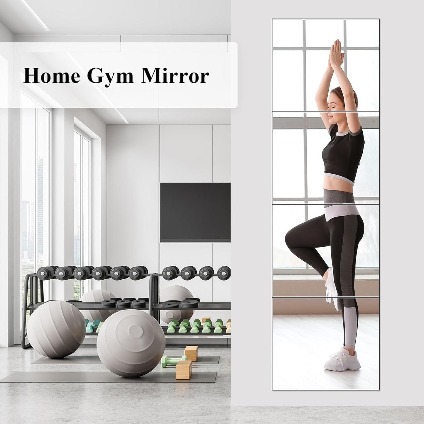 12PCS Self Adhesive Mirror Reflective Wall Sticker Film Paper Home Kitchen Decor