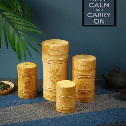 Portable Lightweight Bamboo Tea Jar Storage Holder Chinese Tea Container Box