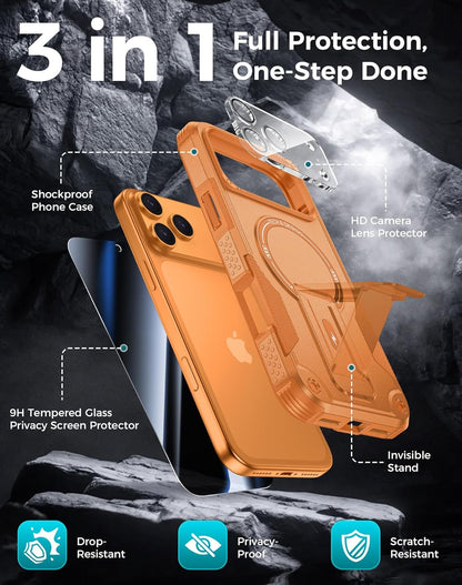 for Iphone 17 Pro Max Case with Privacy Tempered Glass Screen Protector & Camera