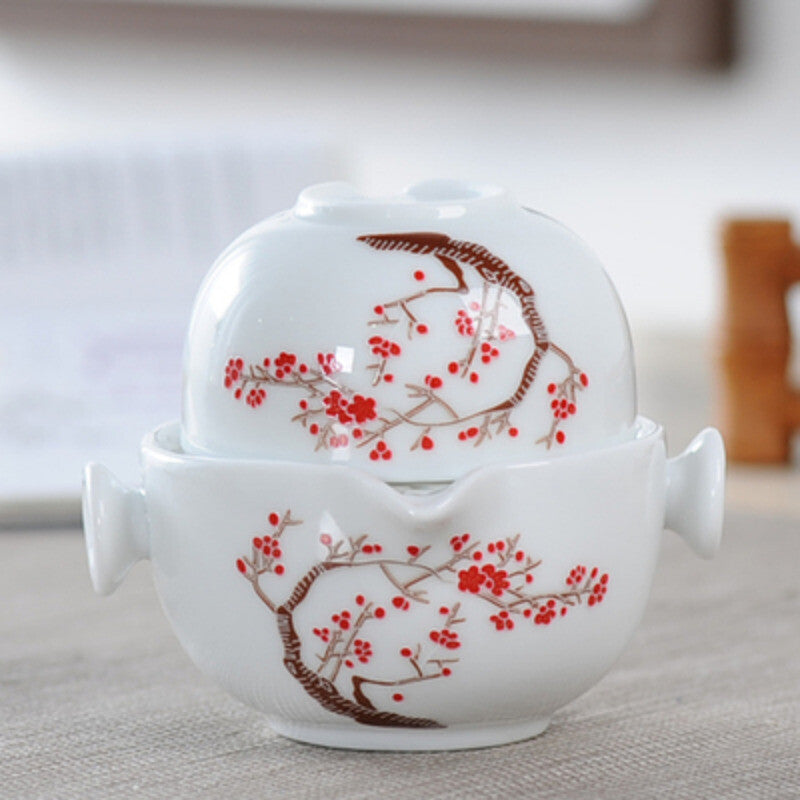 Ceramics Tea Set Include 1 Pot 1 Cup Porcelain Gaiwan Teapot Kung Fu Travel