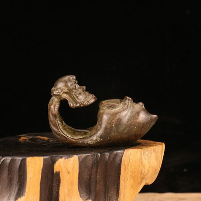 Collectible tea pet Old copper Bodhi dharma statue Incense inserted Bodhidharma