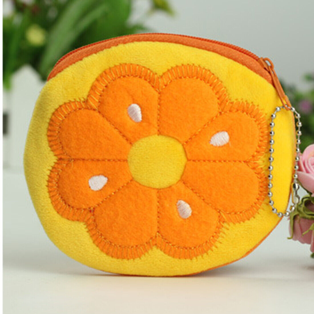 Women Soft Plush Fruit Coin Wallet Phone Bag Wallet Purse Zipper Handbag