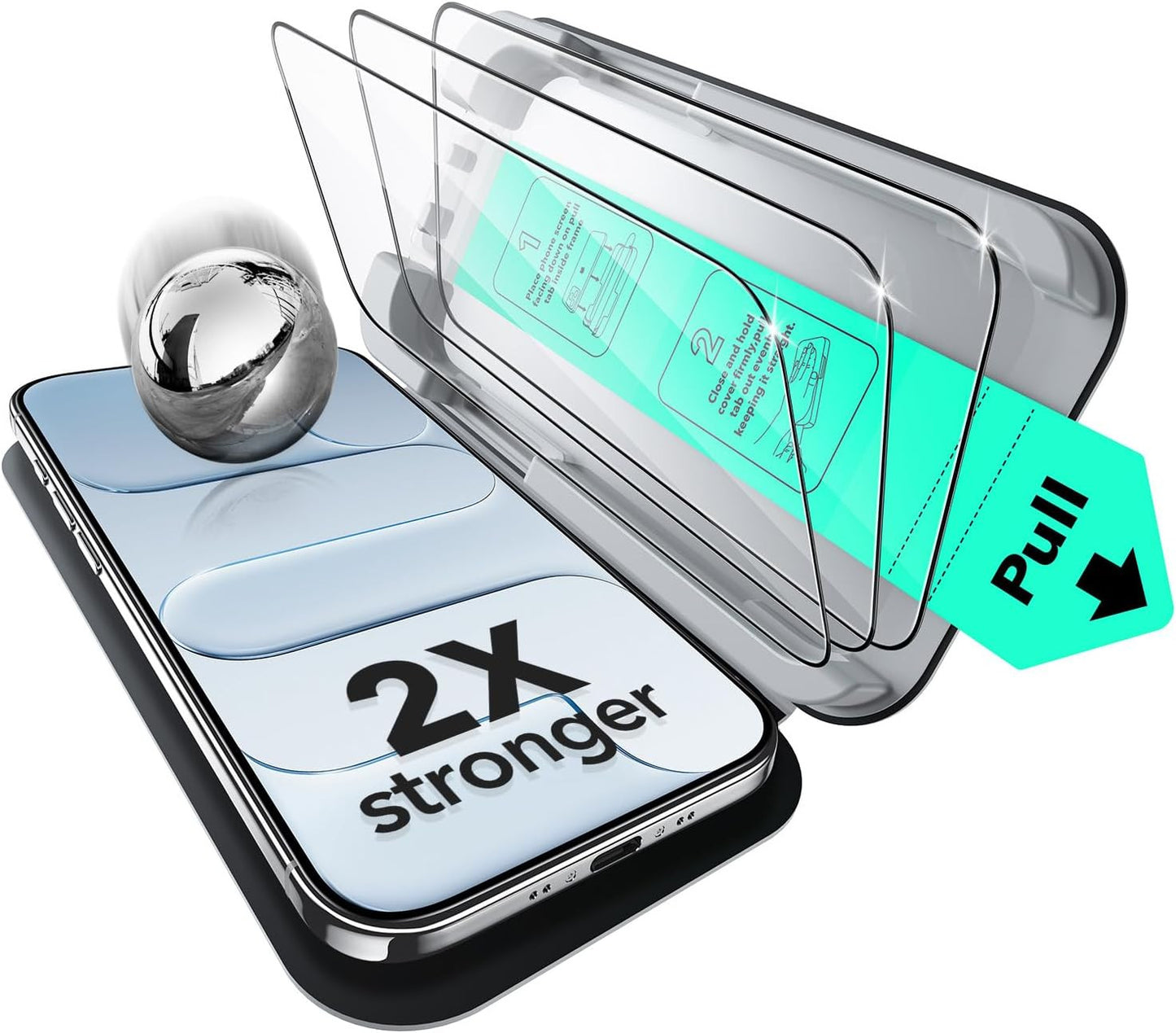 3 Pack for Iphone Air Screen Protector, Military-Grade Shatterproof, 9H Hardness
