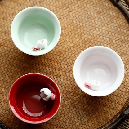 Hand-kneaded Flower Sancai Bowl Teacup Wine Ladies Gaiwan Wedding Tea Set Plate