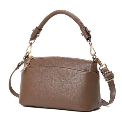 Genuine Leather Bag Women Crossbody Bag Handbag 3 Zippers Cowhide Shell Shape