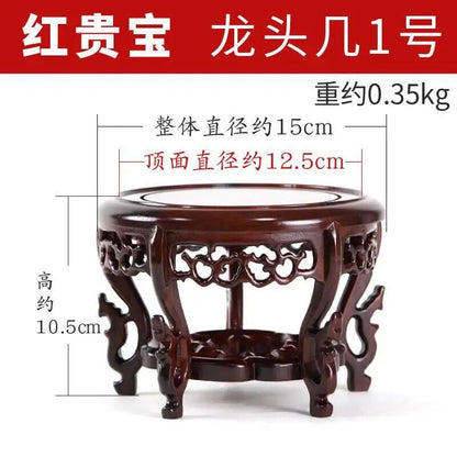 Ebony Tea Set Base Vase Figurines Incense Display Stand Table Wooden Pedestal