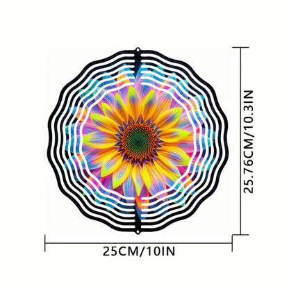 CIFbuy 10 Inch Neon Flower Wind Spinner 3D Metal Garden Yard Outdoor Decor