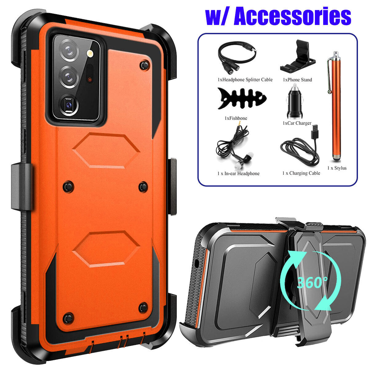 For Samsung Galaxy Note 20 Ultra Heavy Duty Clip Holder Case Cover, / Accessory