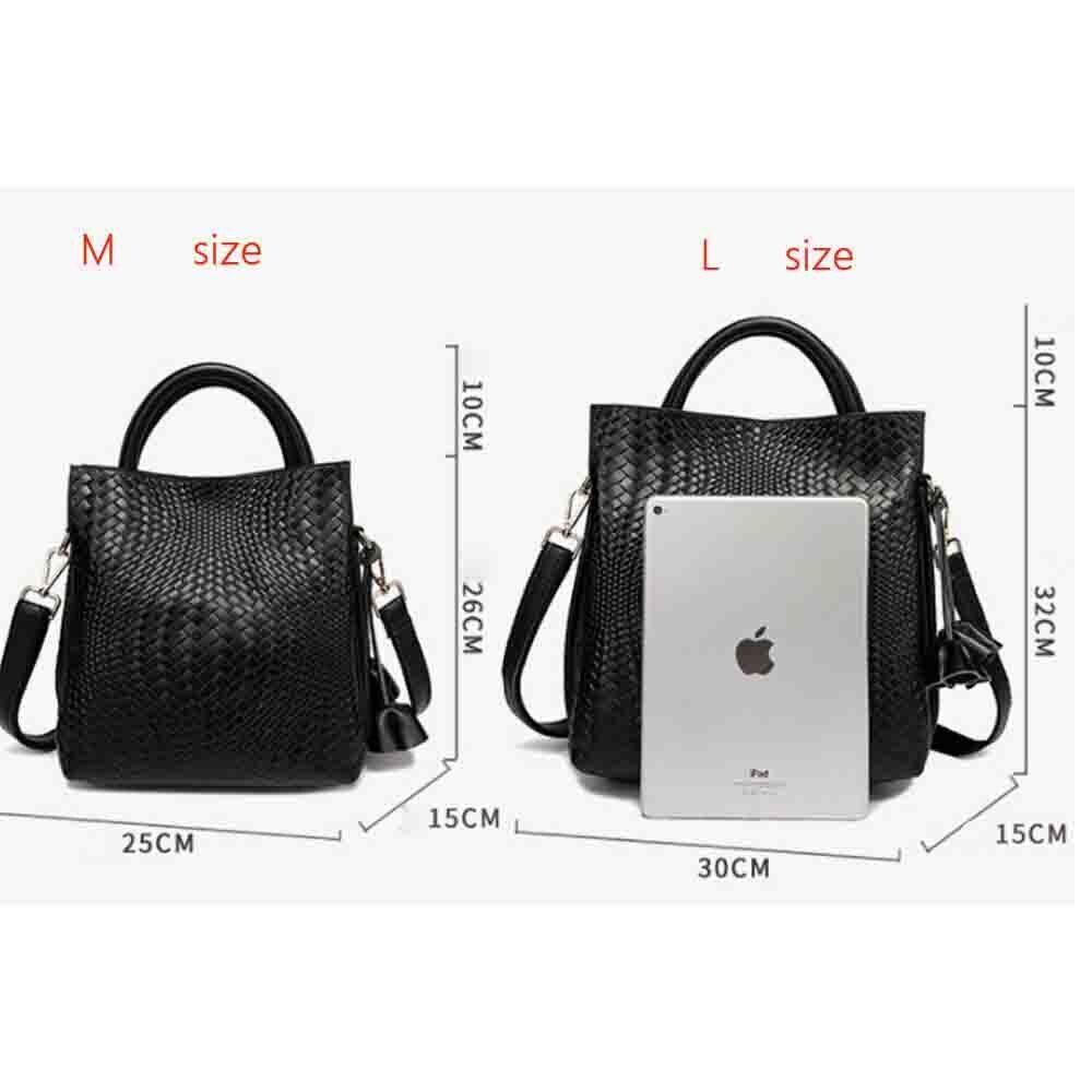 Fashion Bucket Bag Genuine Leather Handbag Purses Soft Casual Tote Bags Cotton