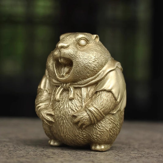 Brass Groundhog Statue Animal Figure Ground Squirrel Collection Decor