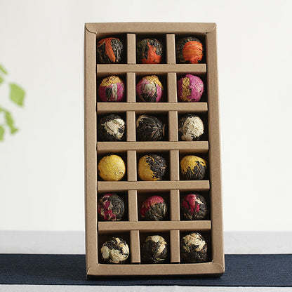 Handmade Ball-shaped Assorted Flowers Flowering Pu-erh Tea Raw 18 Pcs (120g)