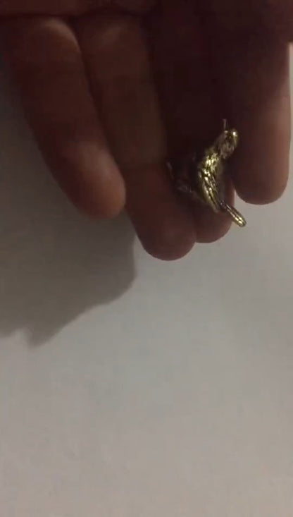Solid Brass Sparrow Statue Bird Animal Mini Figure Tea Pet Miniature Ornament