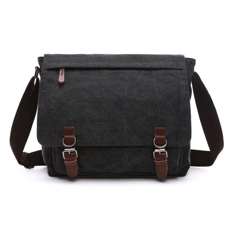 Canvas Laptop Shoulder Bag Men Crossbody Bags School Bookbag
