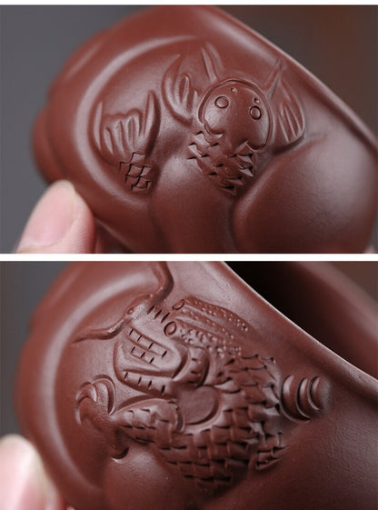 Handmade Tea Cup Real Yixing Zisha Purple Clay Master Cup Dragon Carved 60ml New