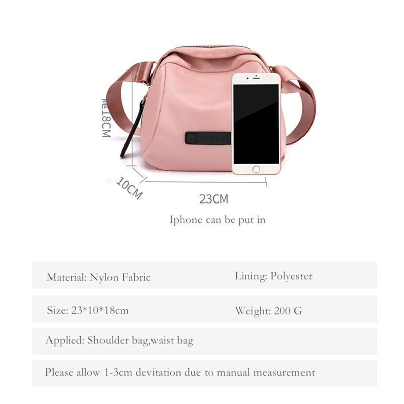Small Shell Shoulder Bag Nylon Wide Strap Crossbody Bag Soft Waterproof Purses