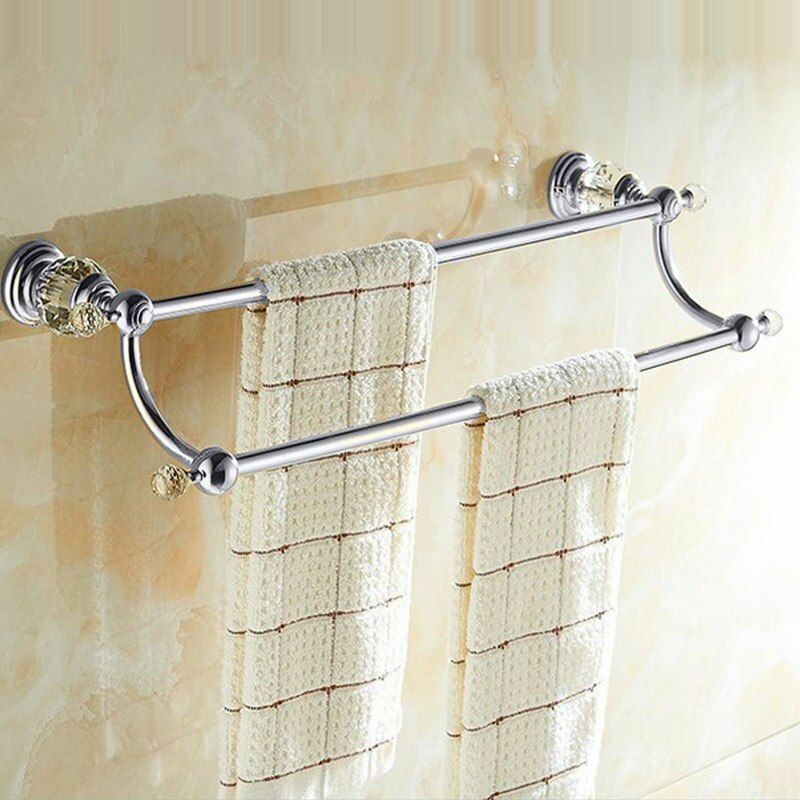 Luxury Crystal Silver Bathroom Accessories Chrome Polished Brass Hardware Sets