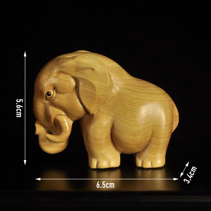 Wood Carving Elephant Animal Simple Wooden Crafts Statue Home Decoration Gift