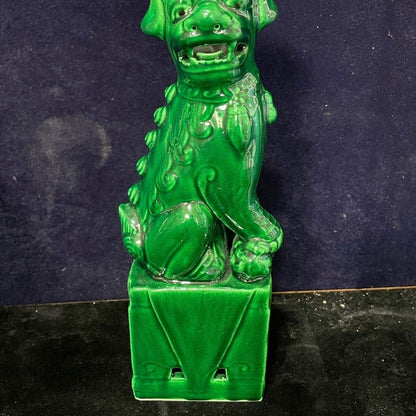 Pair Jingdezhen Green Porcelain Foo Fu Dog Lion Statue Guardion Lion Decor
